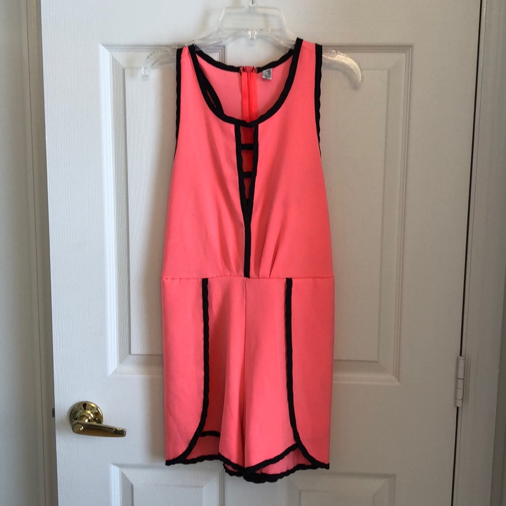 Neon coral romper